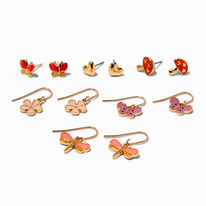 Spring Motifs Gold-tone Earring Set - 6 Pack,