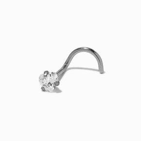 Silver-tone Stainless Steel Cubic Zirconia 20G Threadless Nose Stud,