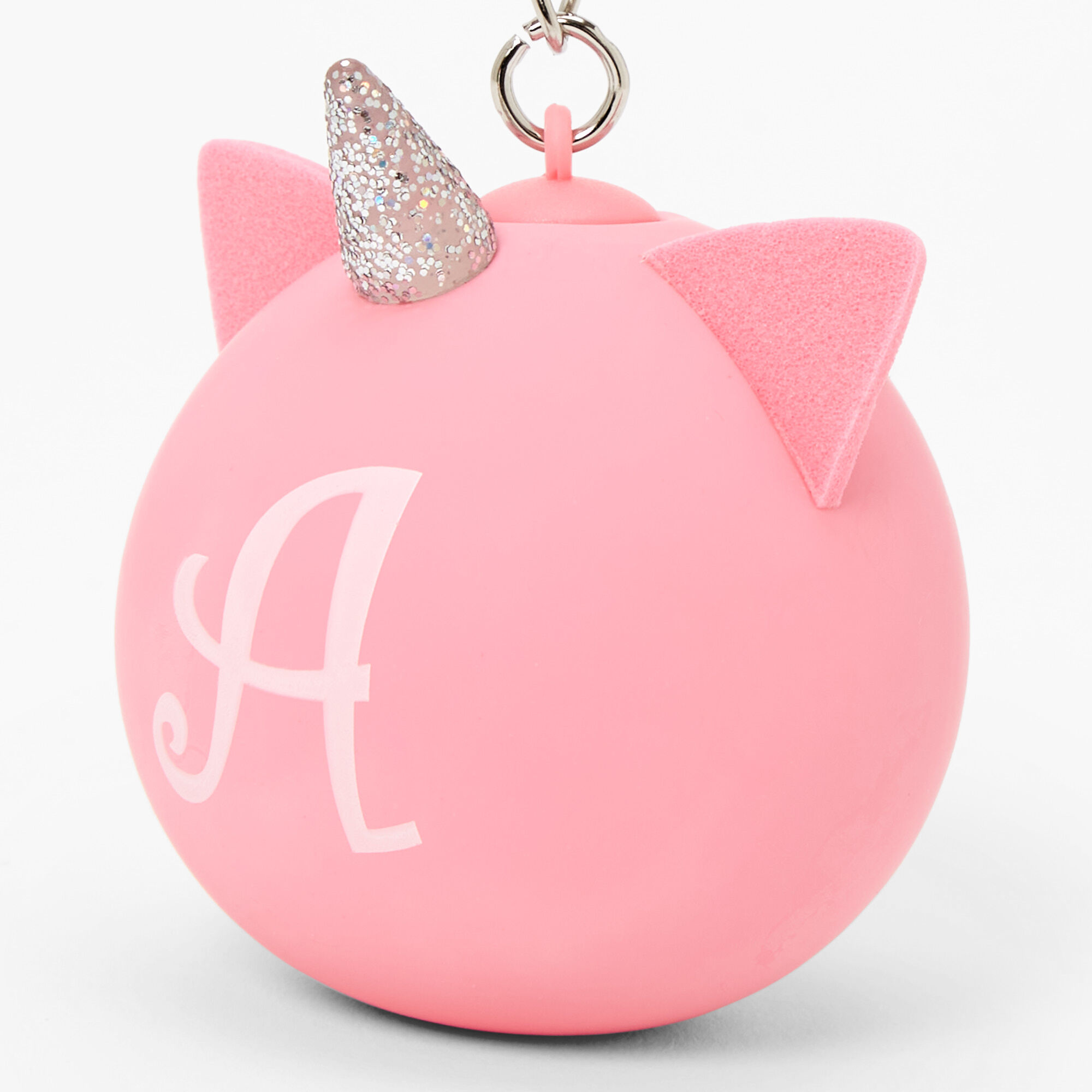 Porte-clés balle anti-stress licorne initiale - Rose, A,