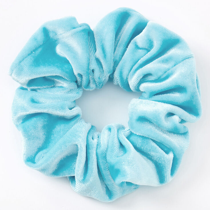 Medium Aqua Velvet Hair Scrunchie,