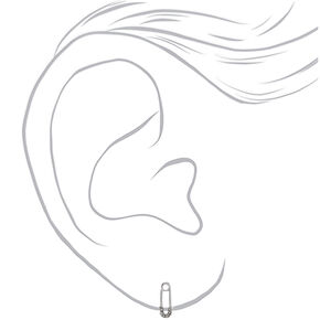 Silver Safety Pin Embellished Stud Earrings,