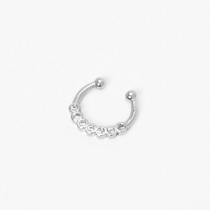 Anneau de nez pour piercing septum strass couleur argent&eacute;e,