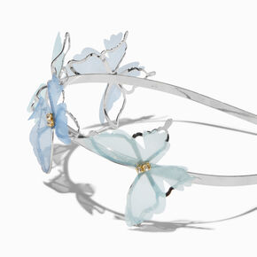 Blue Organza Butterfly Double Row Headband,