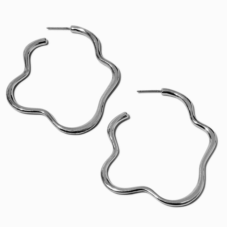 Silver-tone Squiggly 60MM Hoop Earring,