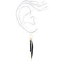 Gold 4&quot; Skinny Beaded Feather Drop Earrings - Black,