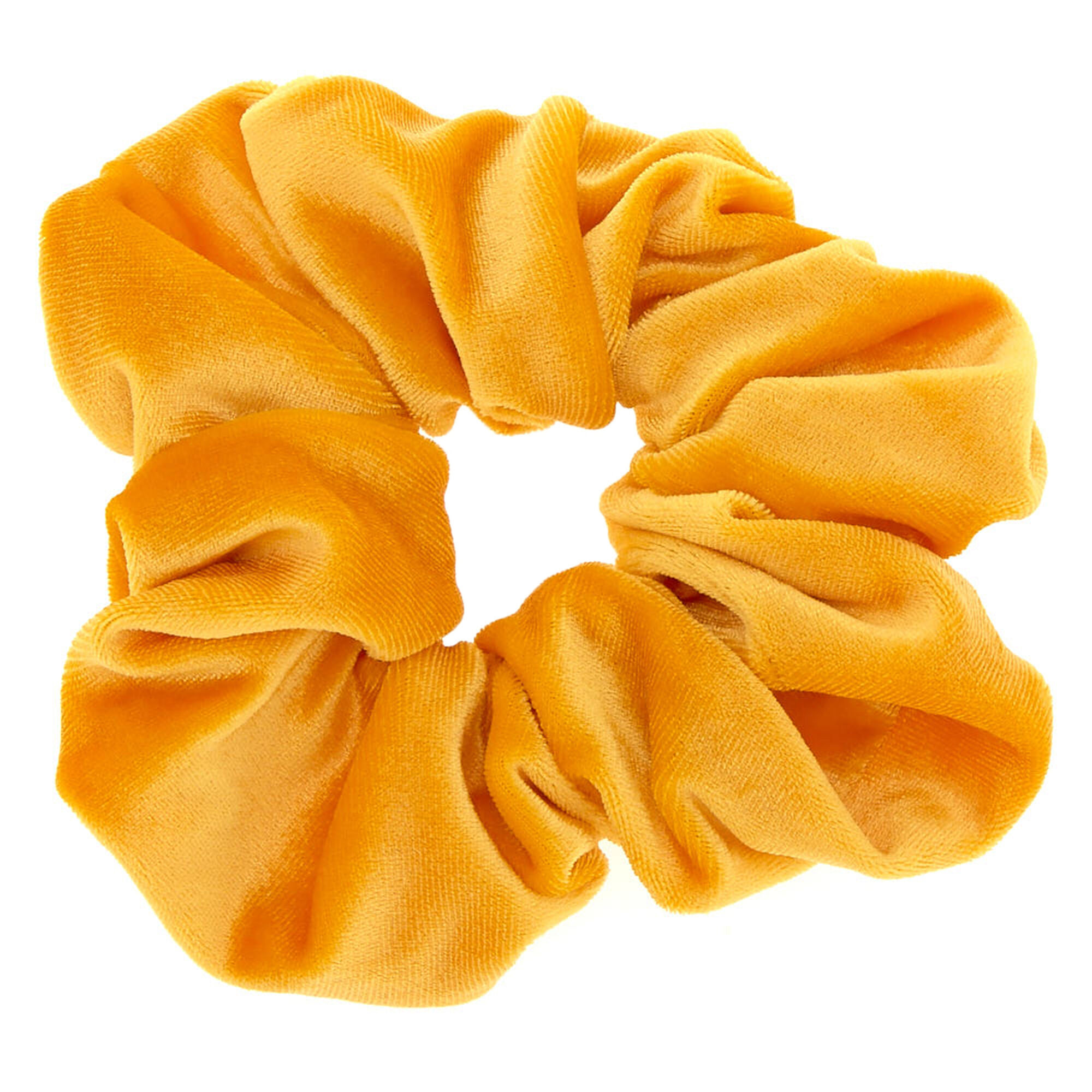 View Claires Medium Velvet Hair Scrunchie Mustard Bracelet information