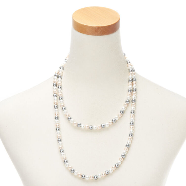 Long Glass Pearl Necklace,