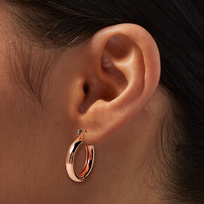 Rose Gold-tone 20mm Tube Hoop Earrings,