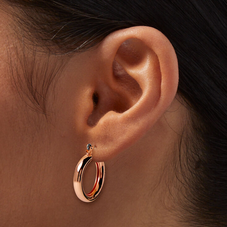 Rose Gold-tone 20mm Tube Hoop Earrings,
