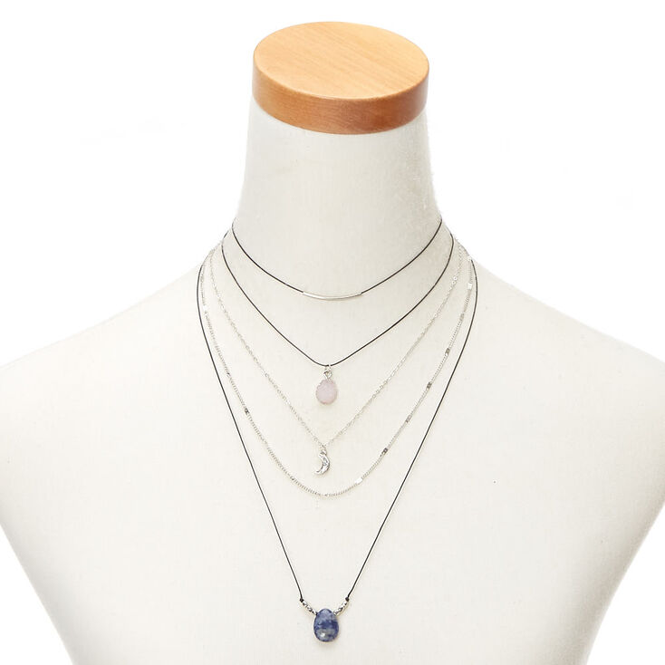 Mystical Stone Multi Strand Choker Necklace,
