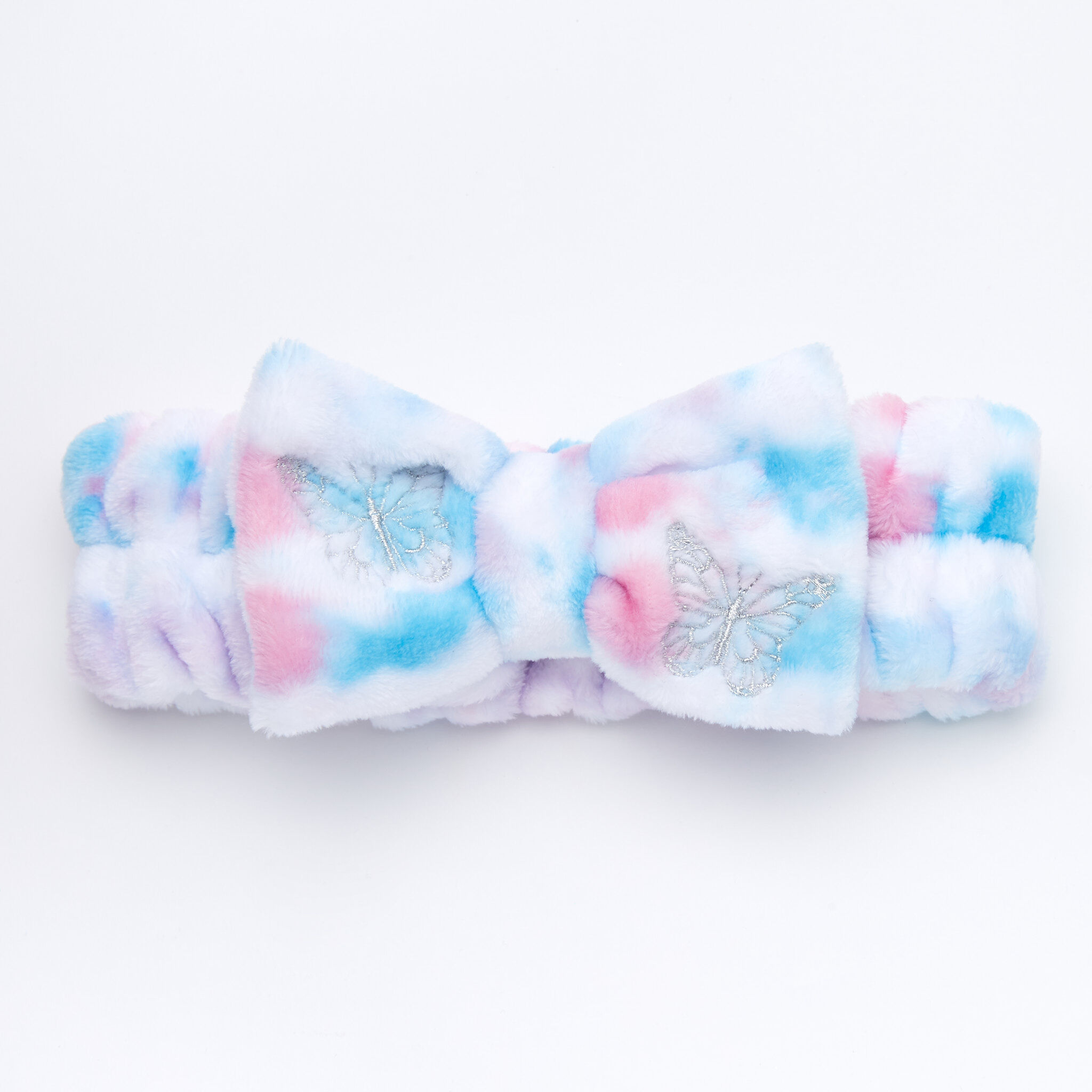 Plush Makeup Bow Headwrap - Pink and Blue,