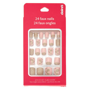 Fake Nails Claire S Us Gold Glitter Erfly Press On Faux Nail Set Pink 24 Pack