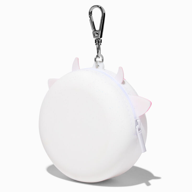 Porte-cl&eacute;s porte-monnaie en silicone sup&eacute;rette donut vache rose,