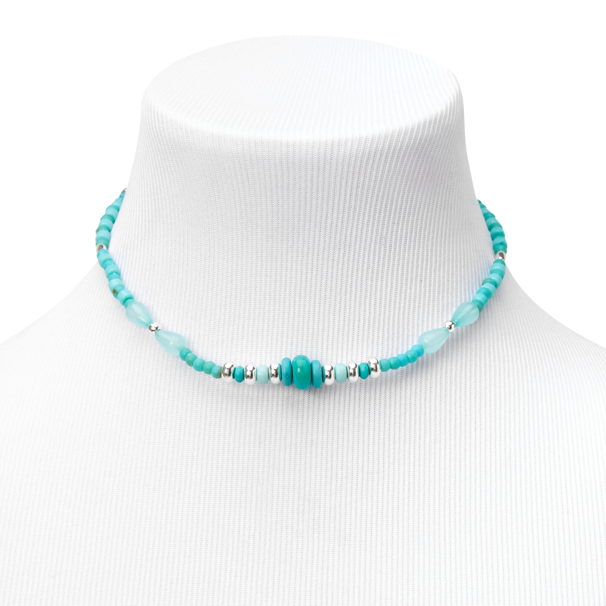 Turquoise Beaded Choker Necklace,
