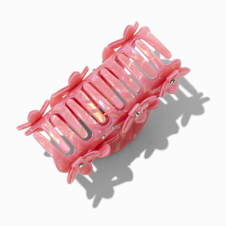 Coral Crystal Flower Hair Claw,