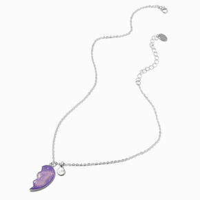 Best Friends Shadow Butterfly Split Heart Pendant Necklaces - 2 Pack,