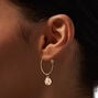 Gold-tone Coral Sea Shell Hoop Earrings - 3 Pack,