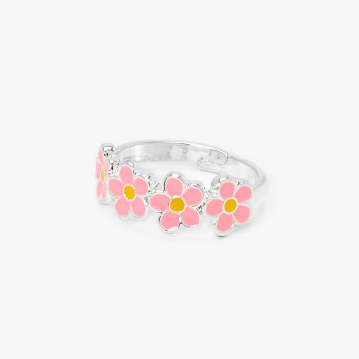 Silver Daisy Ring - Pink,