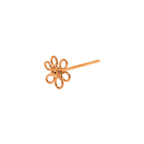 22G Rose Gold-tone Sterling Silver Wire Flower Nose Stud,