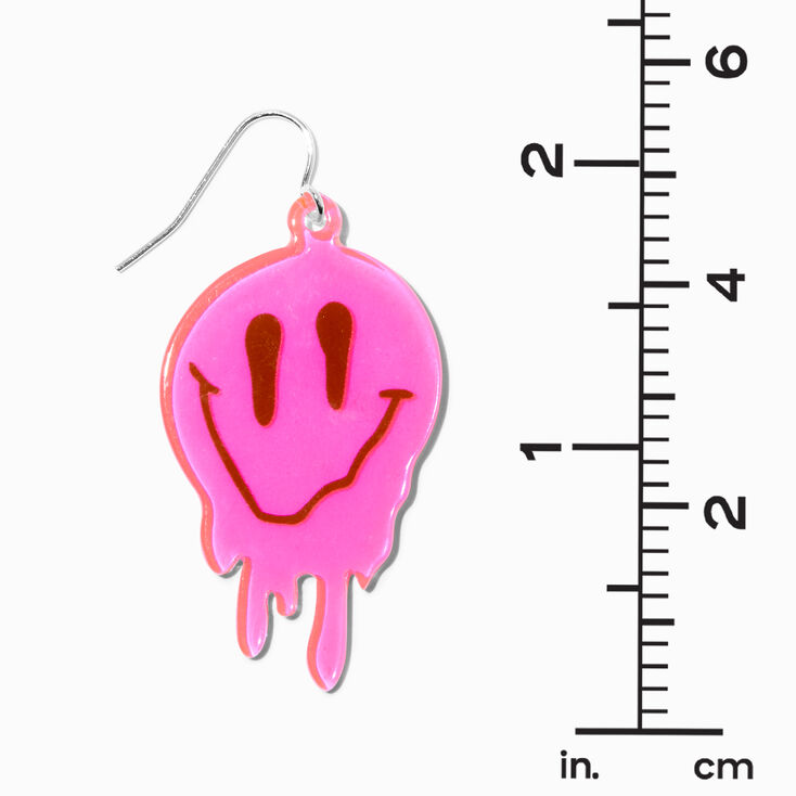 Melting Pink Happy Face 2&quot; Drop Earrings,