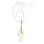 Gold 3&quot; Multi Feather Chain Clip On Drop Earrings,
