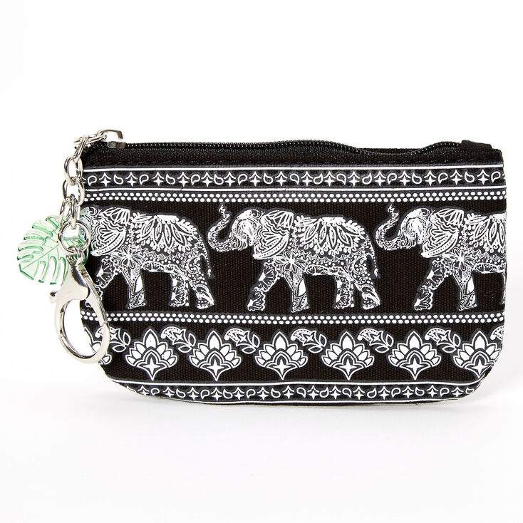 Boho Elephant Coin Purse - Black,