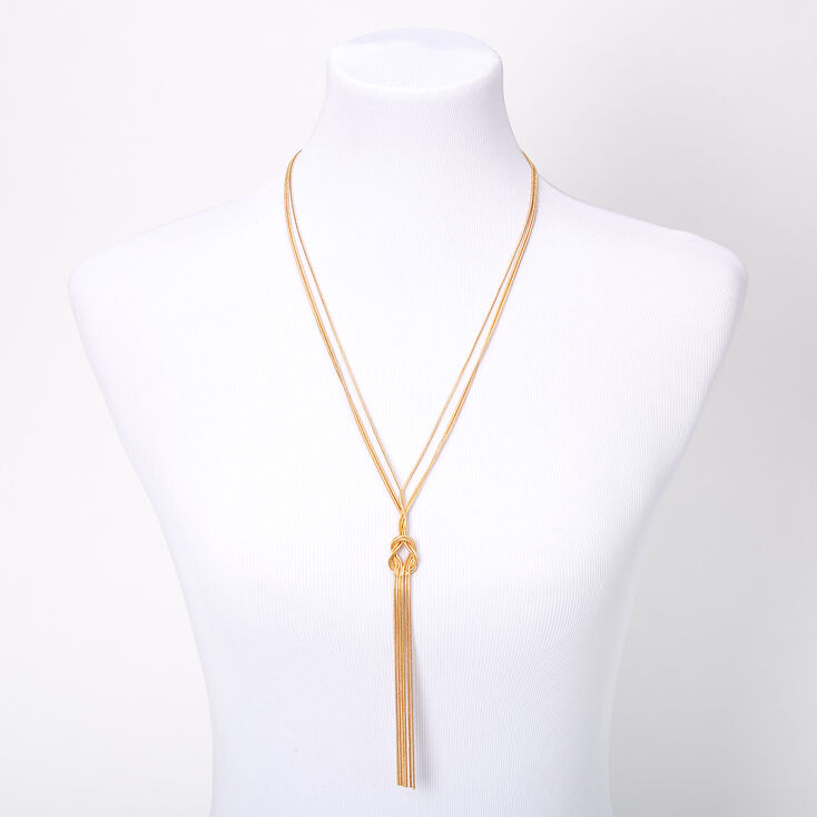 Gold Knotted Snake Chain Long Pendant Necklace,