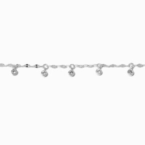 Silver-tone Cubic Zirconia Dainty Confetti Charm Bracelet,