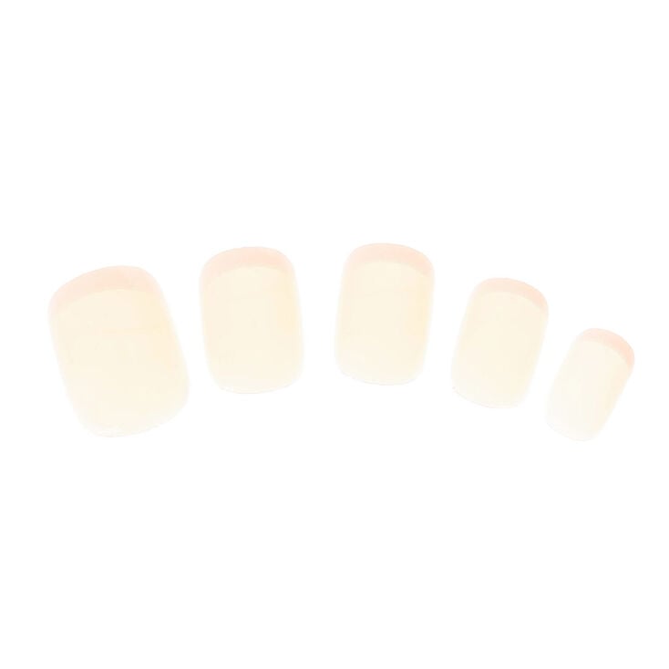 Natural French Tip Square Faux Nail Set - 24 Pack,