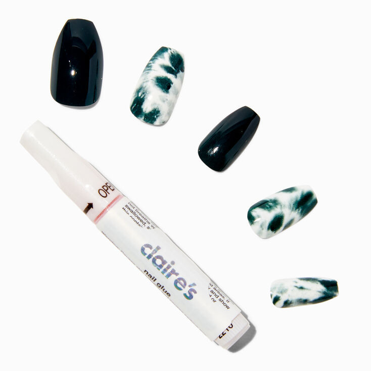 Claire's Black & White Dot Stiletto Vegan Faux Nail Set - 24 Pack