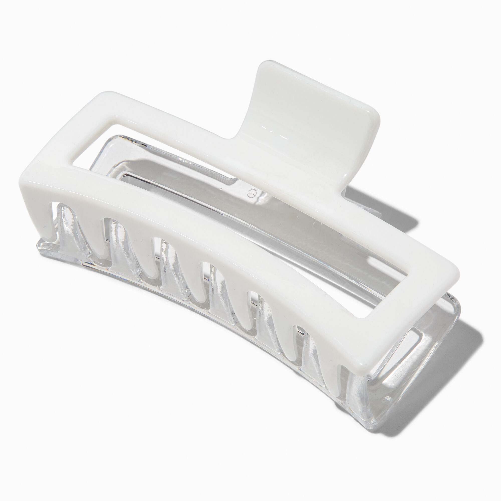 Large Two-Tone White Rectangular Hair Claw,