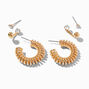 Boucles d&#39;oreilles devant-derri&egrave;re empilables en zircon cubique couleur dor&eacute;e - Lot de 3,