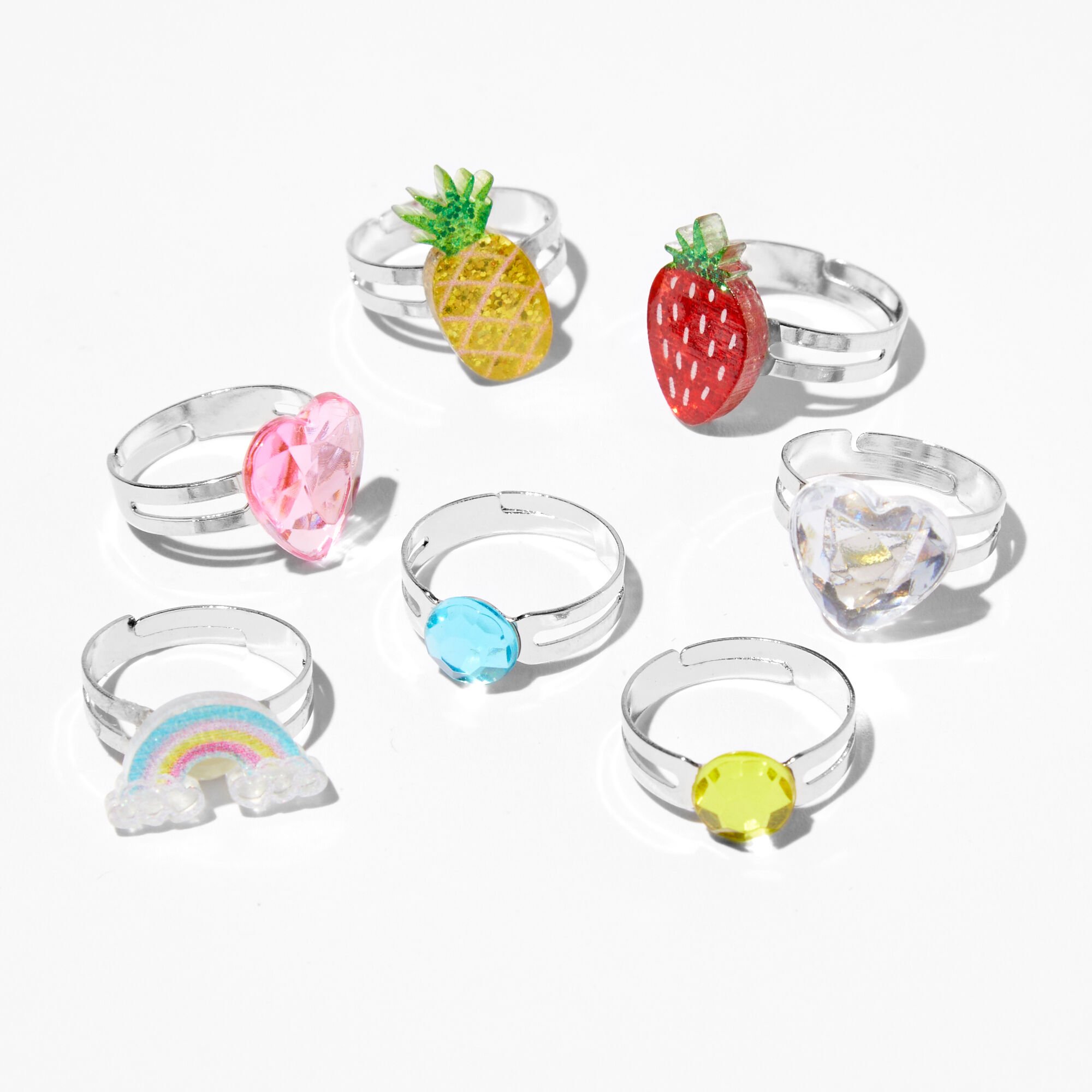 View Claires Club Pineapple Fruit Rings 7 Pack Silver information