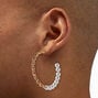 Gold-tone Twisted Pearl 50mm Hoop Earrings,