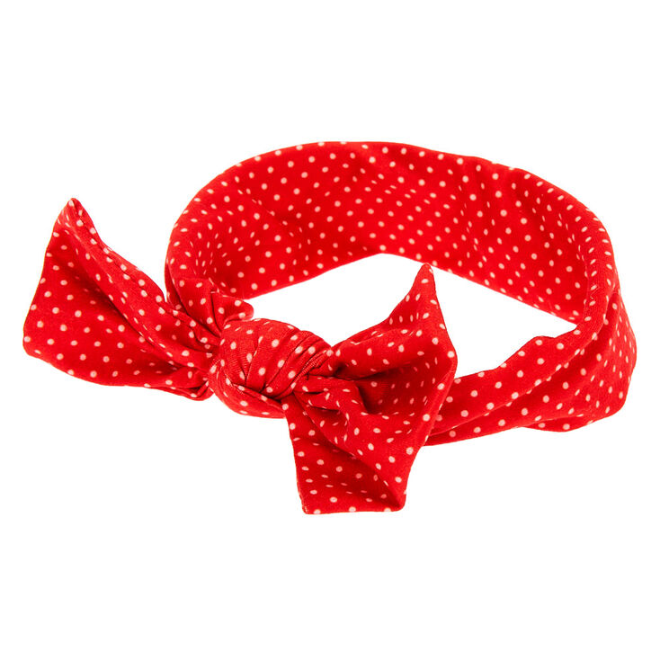 Claire&#39;s Club Knotted Bow Red Polka Dot Headwrap,
