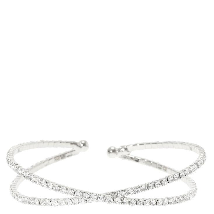 Silver Gl Rhinestone Criss Cross Bracelet Claire S Us Silver Gl Rhinestone Criss Cross Bracelet