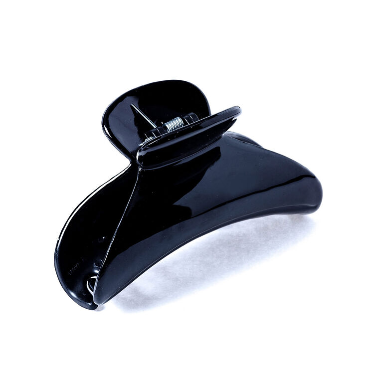 Medium Glossy Curved Hair Claw - Black,