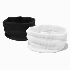 Black &amp; White Ribbed Headwraps - 2 Pack,