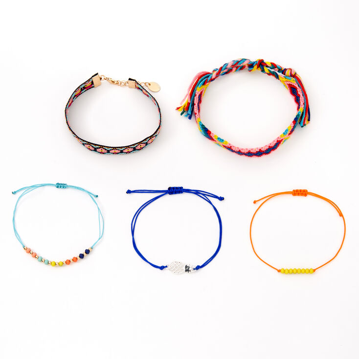 Bracelets d&rsquo;amiti&eacute; ananas fluo aux designs vari&eacute;s - Lot de 5,