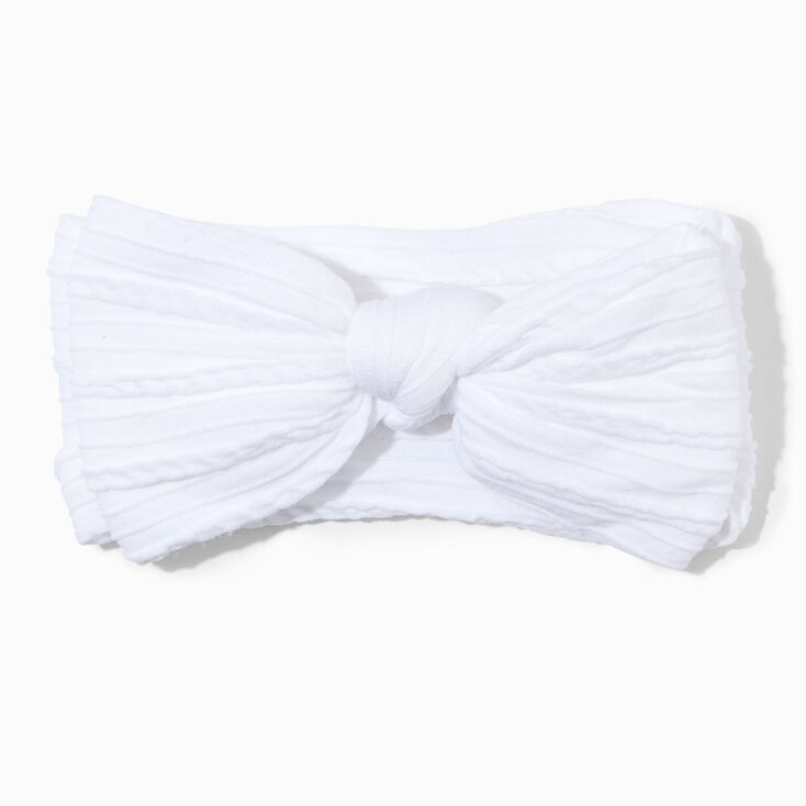 Claire&#39;s Club Nylon Ribbed Bow Headwrap - White,