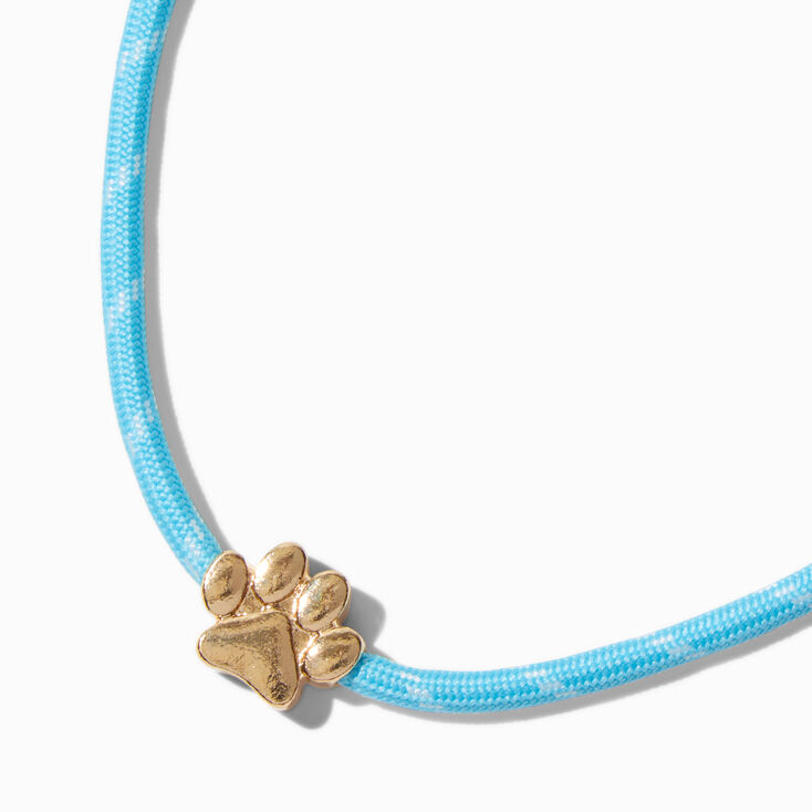 Light Blue Rope Paw Pendant Necklace,