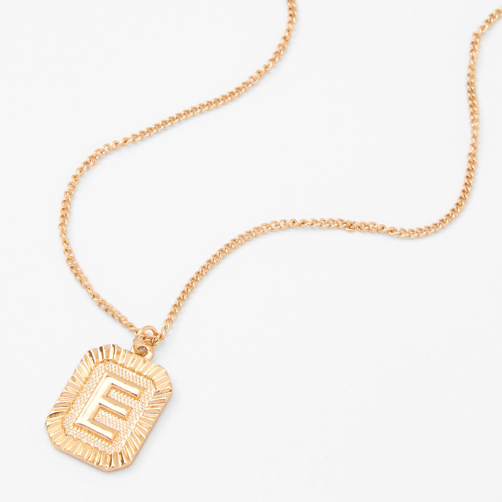 Gold Initial Pendant Necklace - E