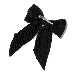 Black Pleated Large Bow Hair Clip,