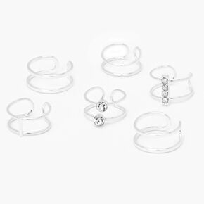 Silver Cuff Earrings - 5 Pack,