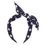 Polka Dot Knotted Bow Headband - Navy,