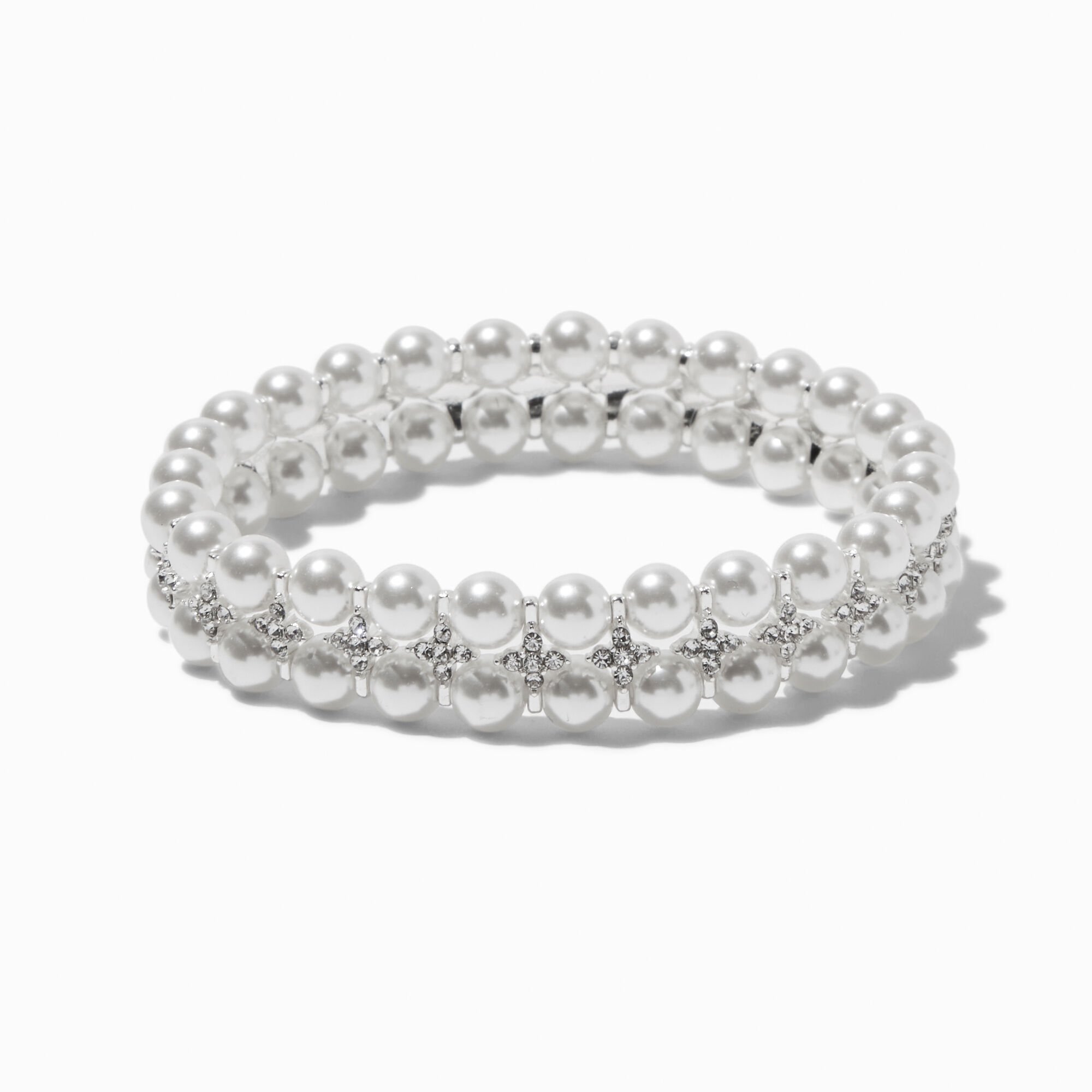 Double Pearl Stretch Bracelet ,