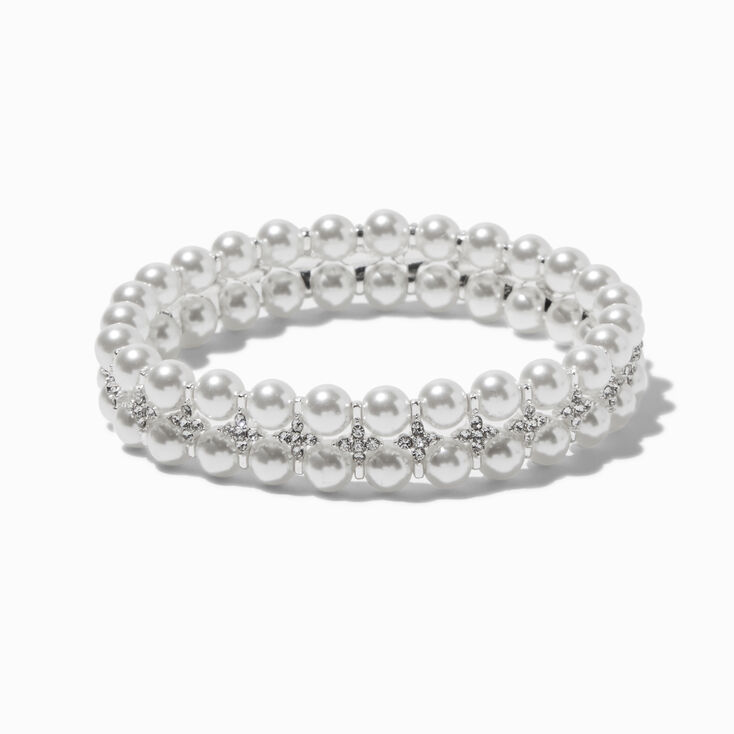 Double Pearl Stretch Bracelet ,
