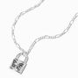 Silver Butterfly Padlock Pendant Necklace,