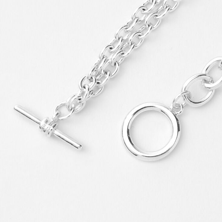 Silver Toggle Mixed Chain Link Bracelet,