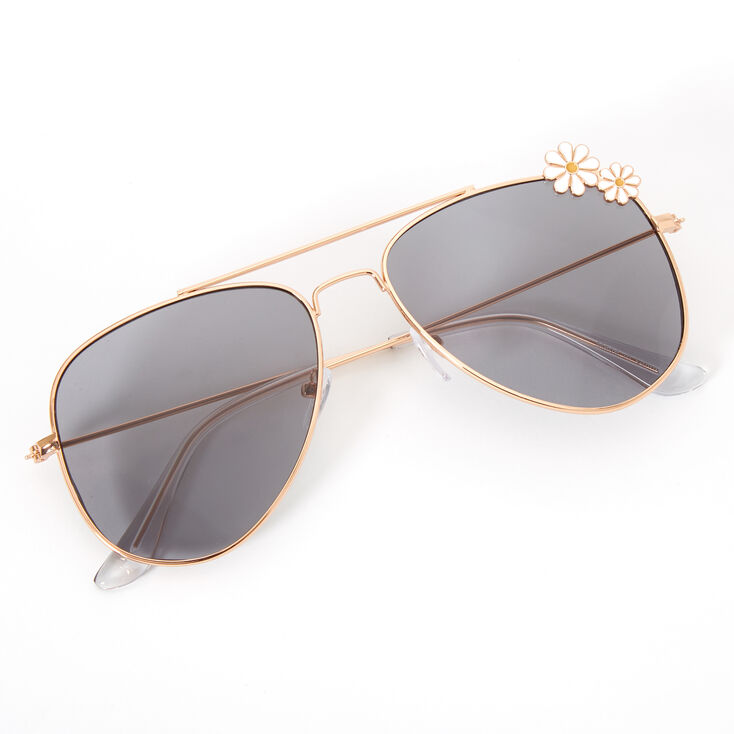 Daisy Embelliished Aviator Sunglasses - Gold,